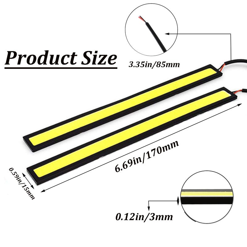 YankMooM 4Pieces Daytime Running Lights DRL Led Strip for Cars Waterproof COB Lights Truck Boat Bike Universal 17CM 12V Driving Lighting(White) - Image 4